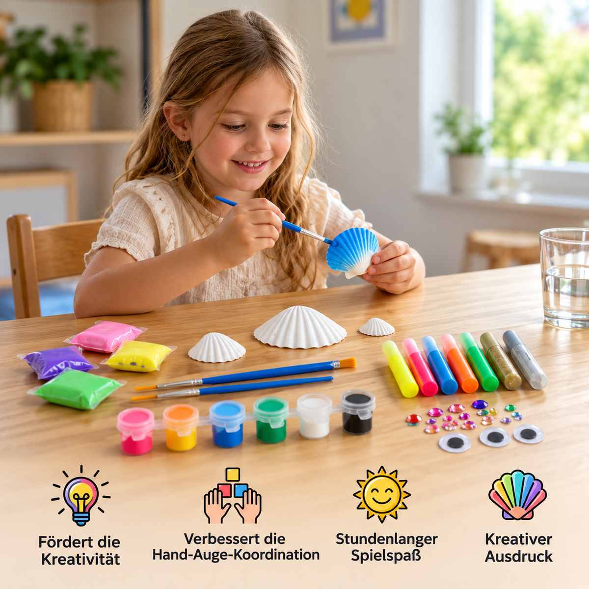 Glow-in-the-Dark Muschel-Malset – Leuchtendes DIY-Bastelset
