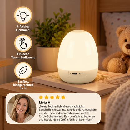 Ei-förmiges LED Nachtlicht aus Silikon – Touch-Dimmbar