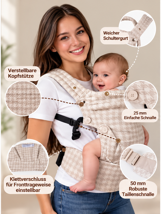 Ergonomische Babytrage – Atmungsaktiv & verstellbar