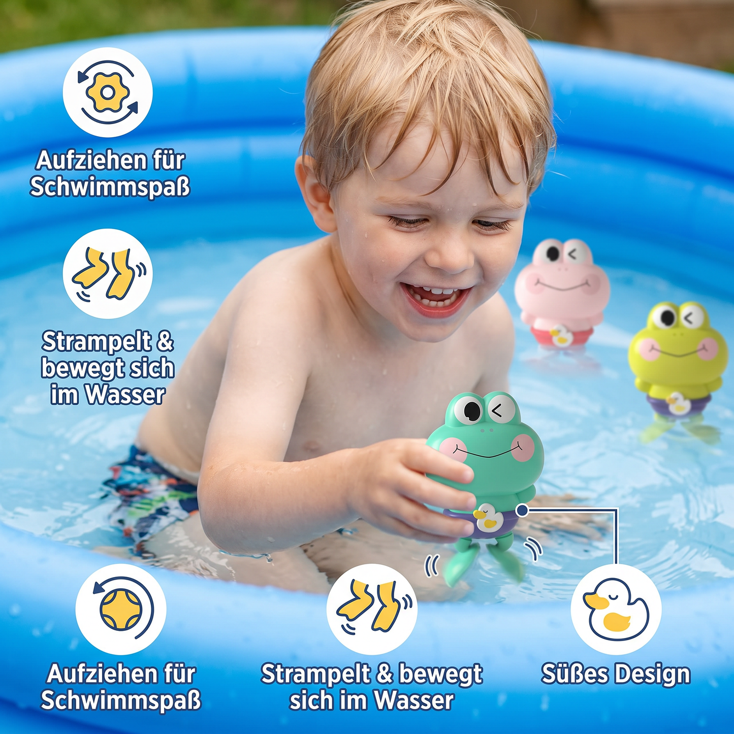 Süßes Aufziehbares Schwimmfrosch-Badespielzeug für Kinder