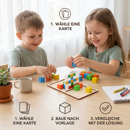 3D-Puzzle-Spiel mit Bausteinen zum Farbabgleich