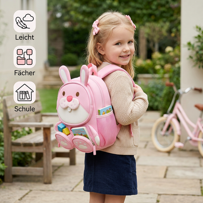 Kinder-Rucksack mit Cartoon-Tiermotiv – Leichter Schulrucksack mit mehreren Fächern