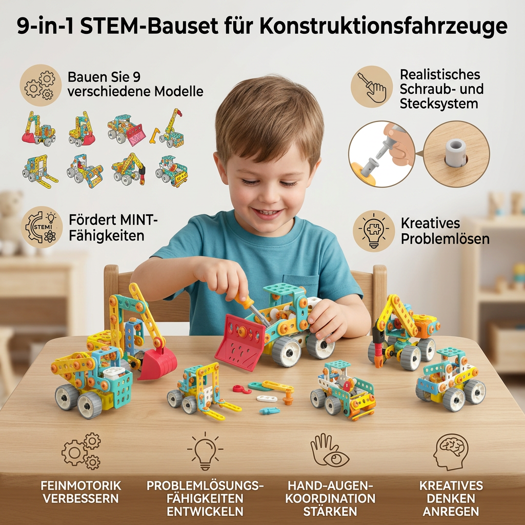 9-in-1 STEM-Bauset für Konstruktionsfahrzeuge