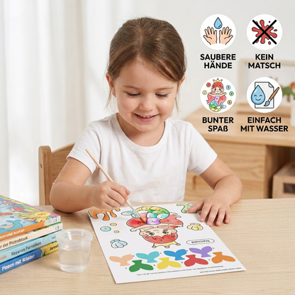 Aquarell-Malbuch mit Pinsel – Sauberer Malspaß nur mit Wasser