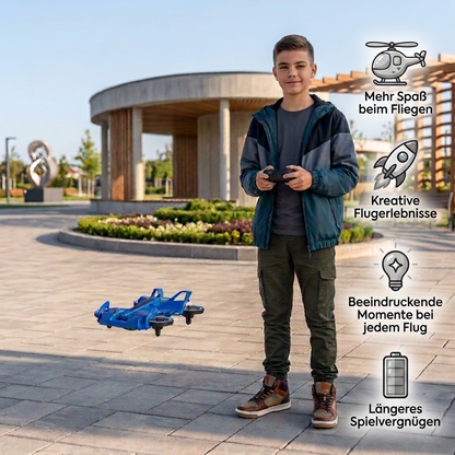 2-in-1 ferngesteuerte Flug-Drohne & Stunt-Rennwagen