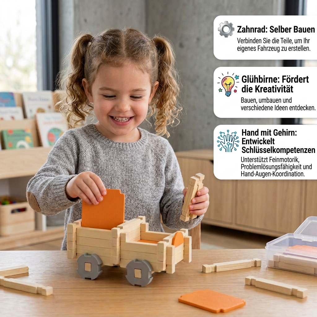 Montessori Holz-Baustein Set – Natürliches Stapel- und Konstruktionsspielzeug