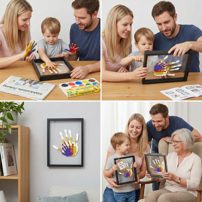 DIY Handabdruck Bilderrahmen aus Holz – Familien Erinnerungsset mit Farben