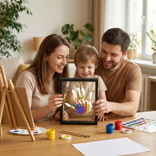 DIY Handabdruck Bilderrahmen aus Holz – Familien Erinnerungsset mit Farben