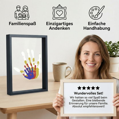 DIY Handabdruck Bilderrahmen aus Holz – Familien Erinnerungsset mit Farben