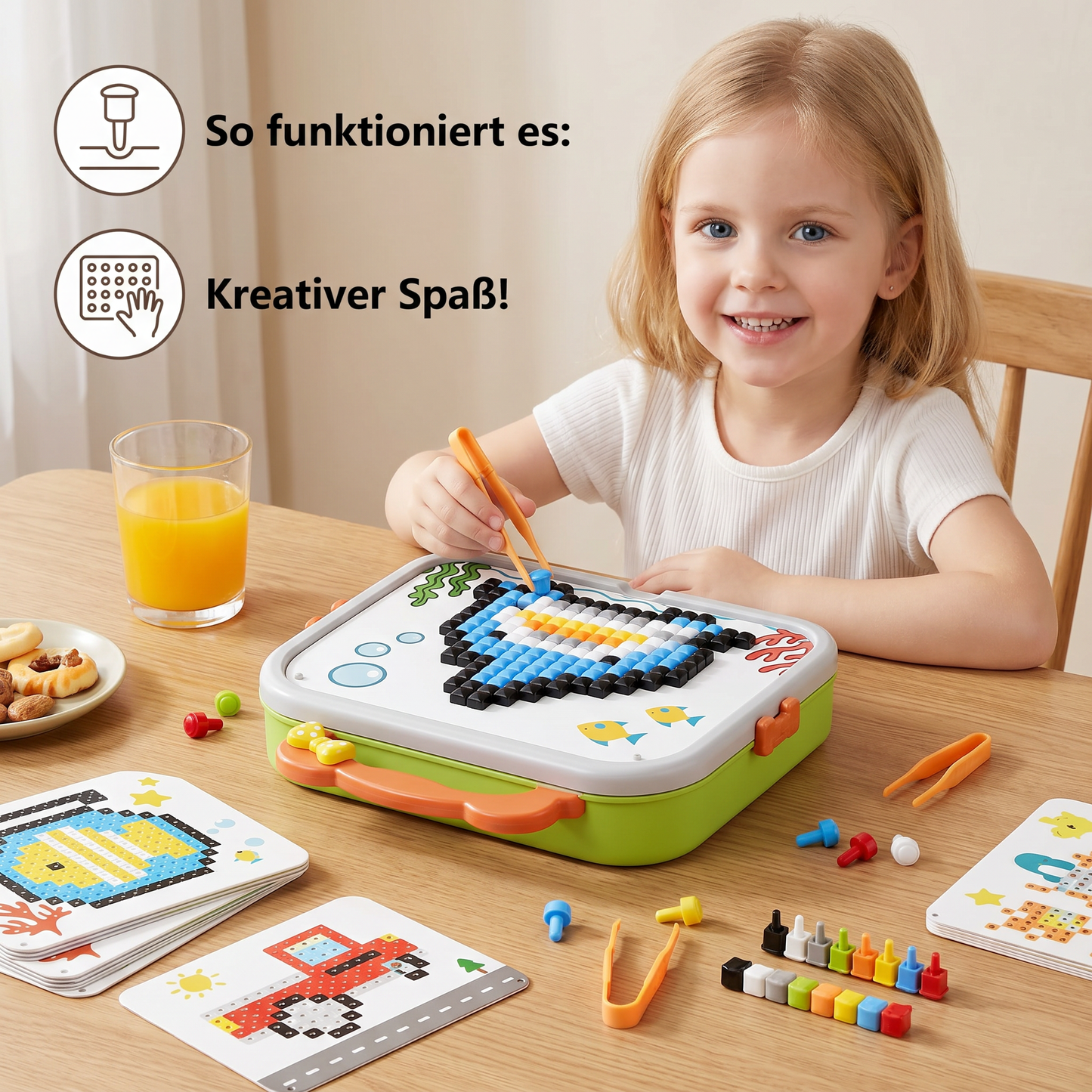 Montessori-Mosaik-Puzzle-Set für Kinder mit Pilzen und Steckstiften