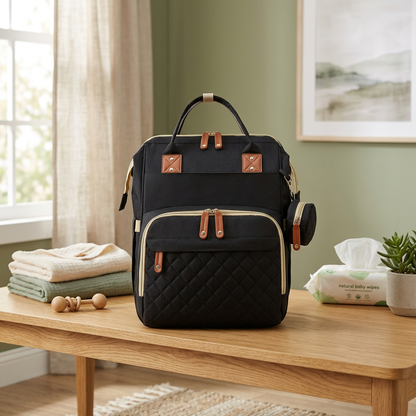 3-in-1 Reise Wickelrucksack mit faltbarem Babybett - Perfekt für Unterwegs!
