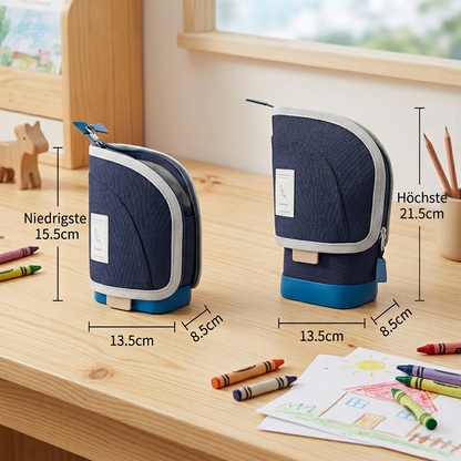 2-in-1 Pop-Up Federmäppchen mit Stiftehalter – Platzsparender Schreibtisch-Organizer