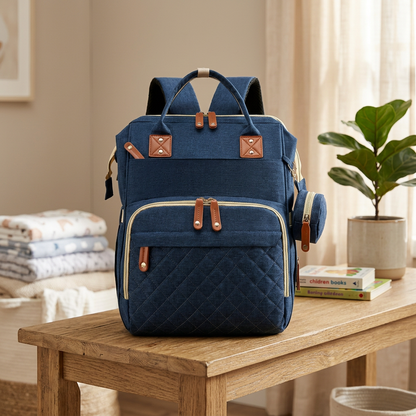 3-in-1 Reise Wickelrucksack mit faltbarem Babybett - Perfekt für Unterwegs!