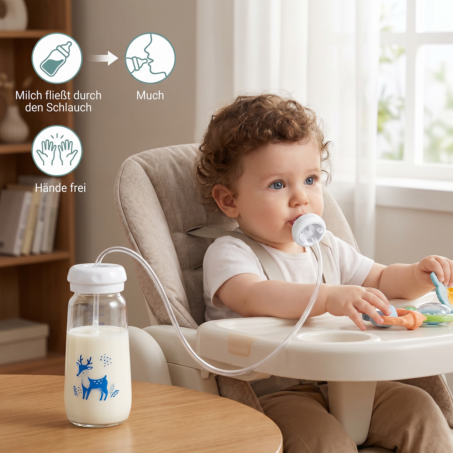 Freihändige Baby Trinkflasche zum Füttern