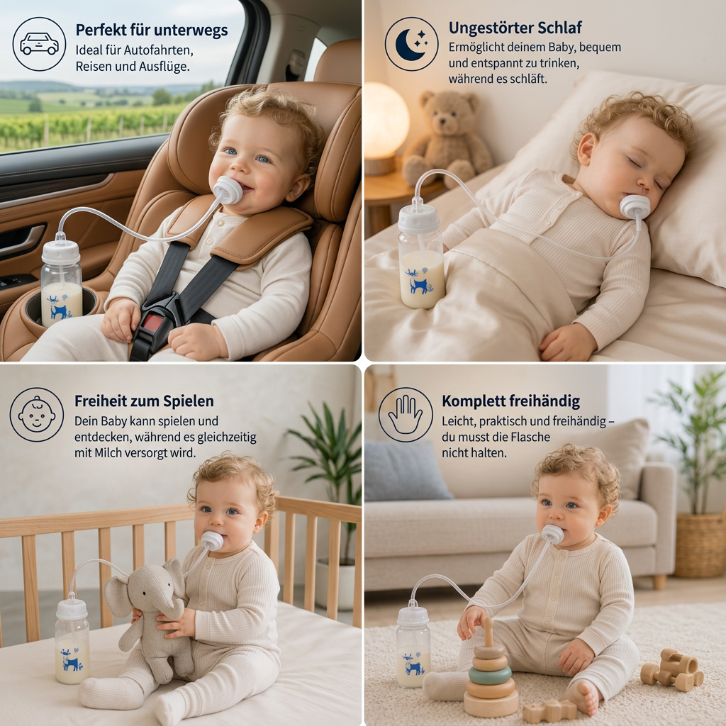 Freihändige Baby Trinkflasche zum Füttern