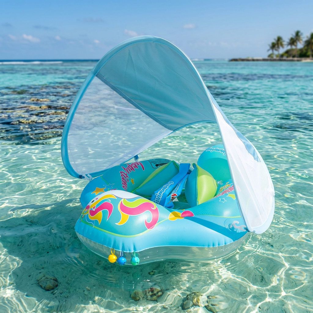 Baby-Schwimmring mit Sonnenschutz – Aufblasbarer Sitzring für sicheren Badespaß