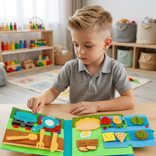 Montessori Filz Busy Book für Kinder – Anziehen, Sortieren & Alltagslernen