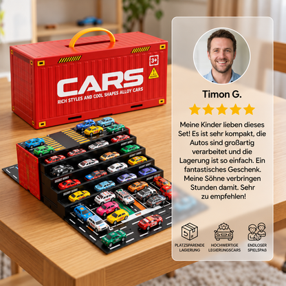 48-teiliges Mini-Druckguss-Rückziehauto-Set mit Aufbewahrungsbox