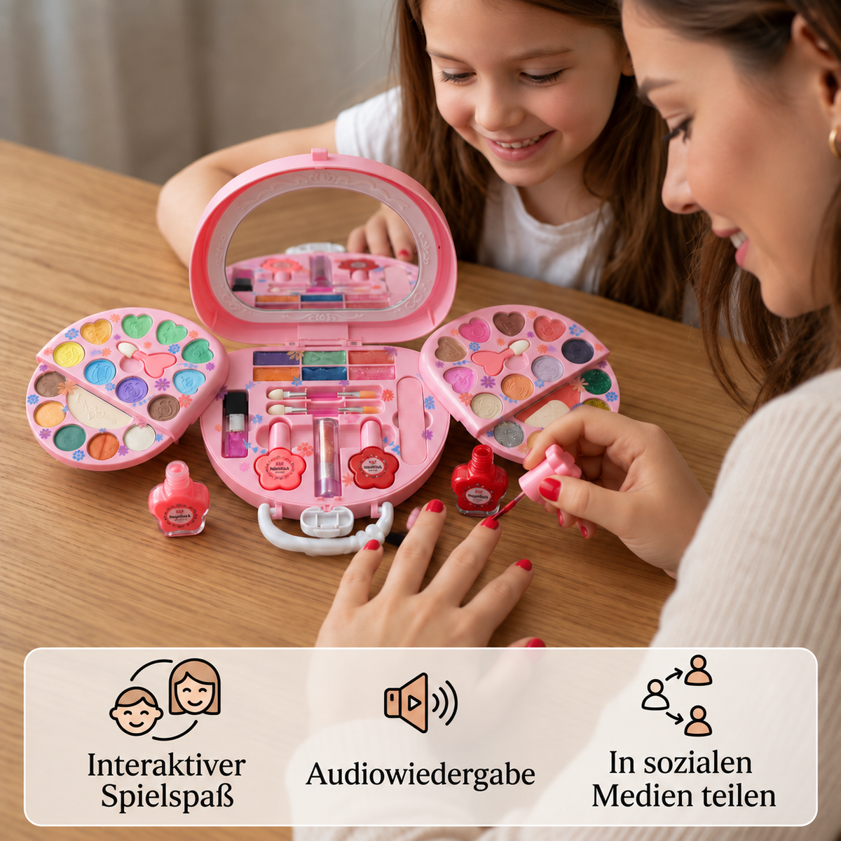 Abwaschbares Prinzessinnen-Make-up-Set für Kinder mit Nagellack & Aufbewahrungsbox