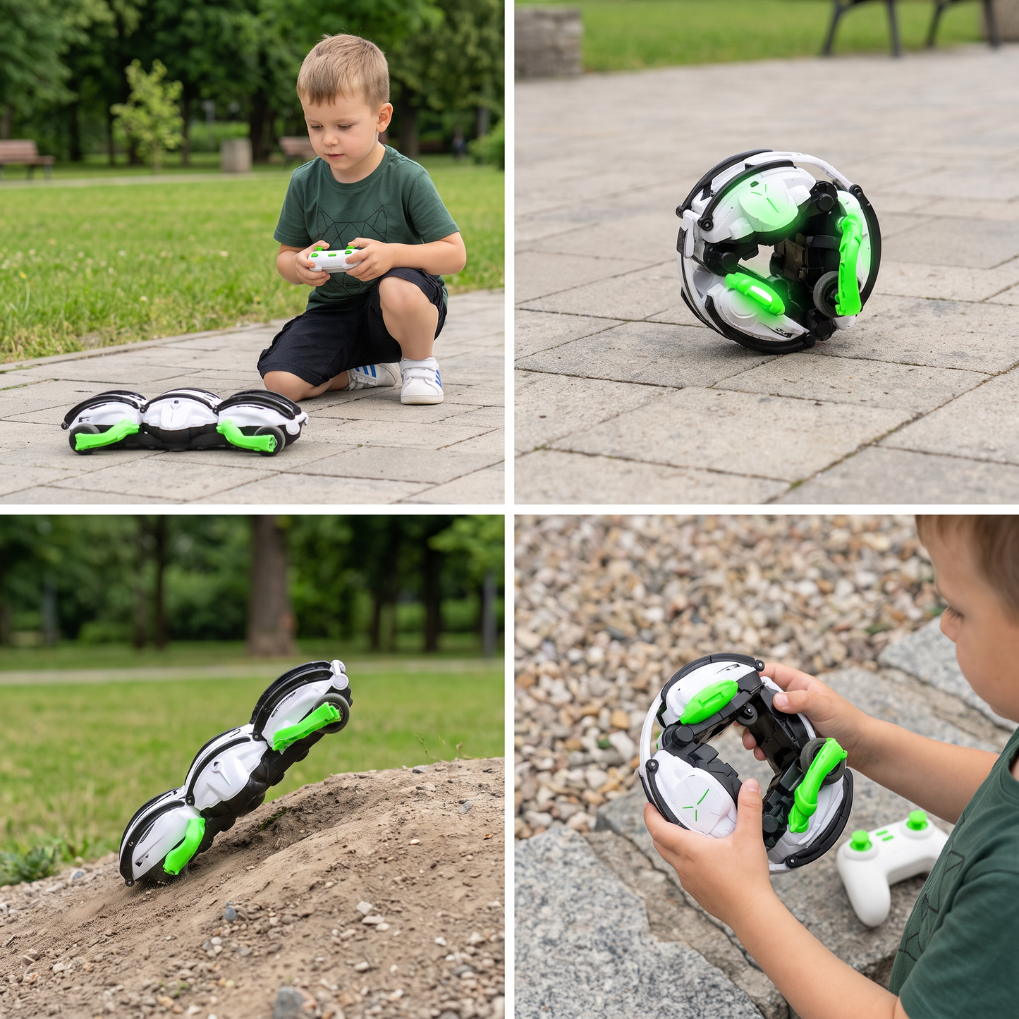 2-in-1 ferngesteuertes verwandelbares Stuntauto mit 360°-Drehung & LED-Lichtern