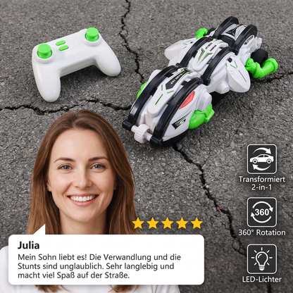 2-in-1 ferngesteuertes verwandelbares Stuntauto mit 360°-Drehung & LED-Lichtern