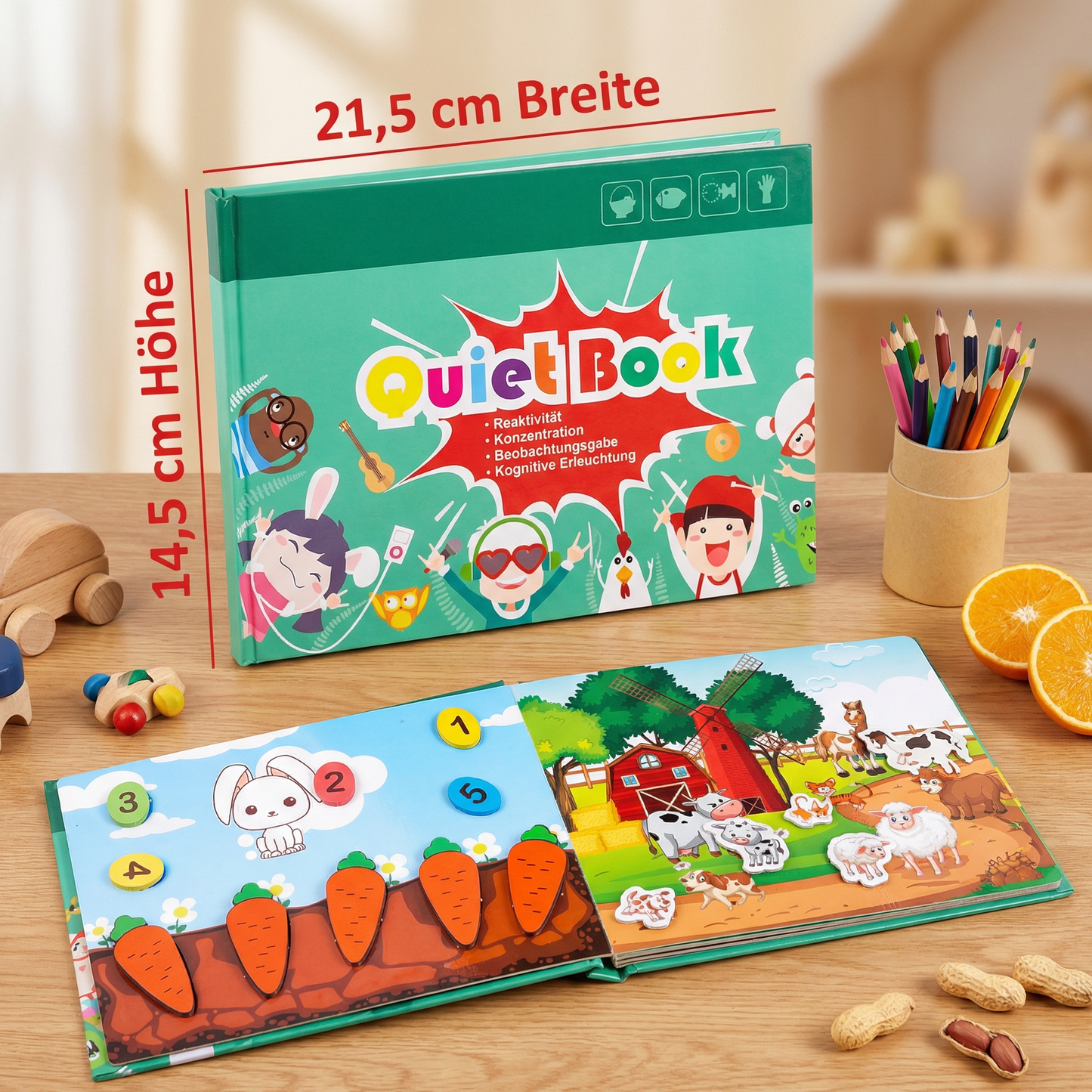 Montessori Sticker-Buch für Kinder – Wiederverwendbares Lern- & Beschäftigunsbuch