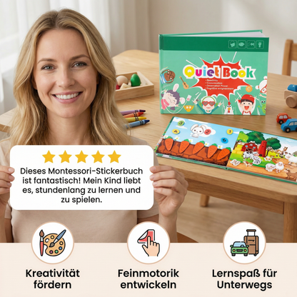Montessori Sticker-Buch für Kinder – Wiederverwendbares Lern- & Beschäftigunsbuch