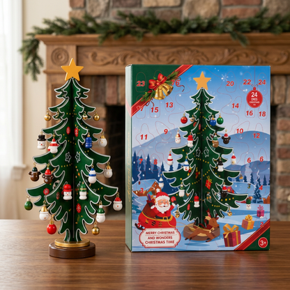 24-Tage-Adventskalender mit Mini-Weihnachtsbaumschmuck für Kinder