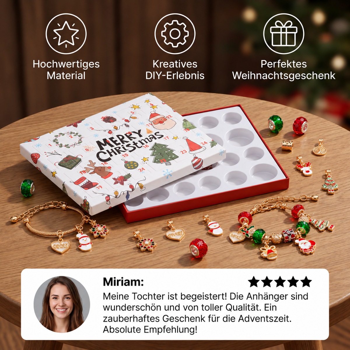 24-Tage-Weihnachtsarmband-Adventskalender – DIY-Schmuckset für Mädchen