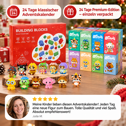 Niedlicher Tier-Baustein-Adventskalender für Kinder