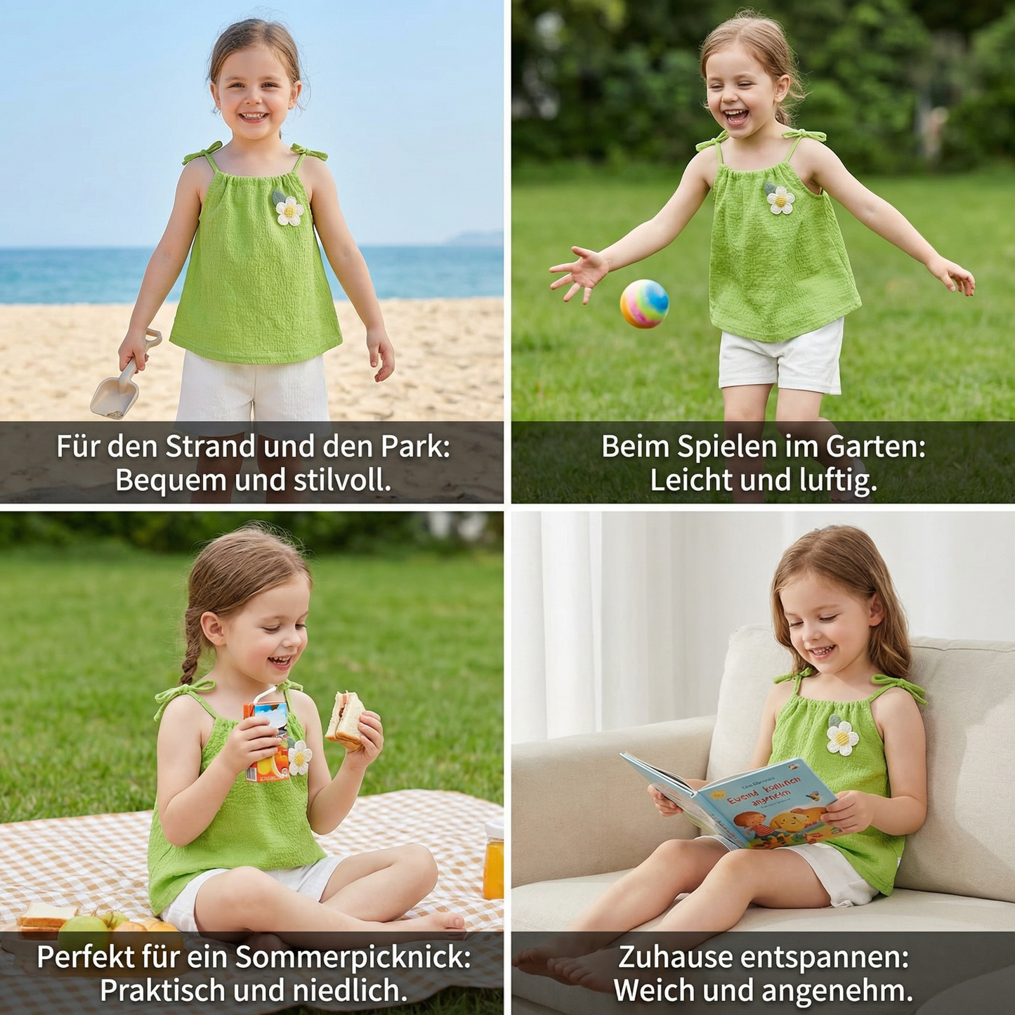 Sommerliches 2-teiliges Mädchen-Set im Koreanischen Stil – Blumen-Trägeroberteil mit Shorts