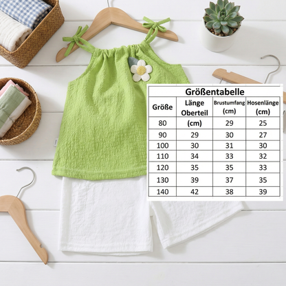 Sommerliches 2-teiliges Mädchen-Set im Koreanischen Stil – Blumen-Trägeroberteil mit Shorts