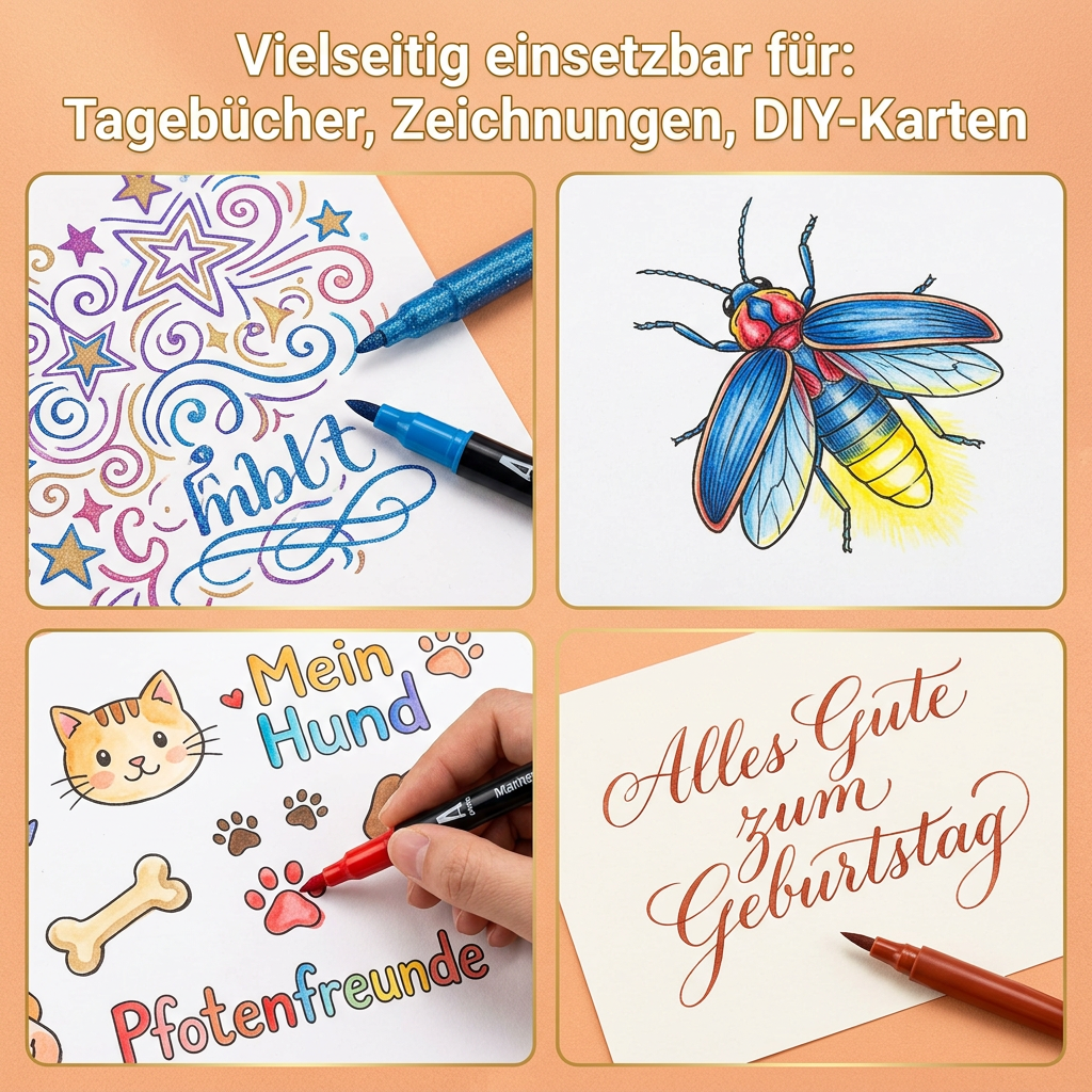 Glitzer-Acrylmarker-Set mit Doppelspitze