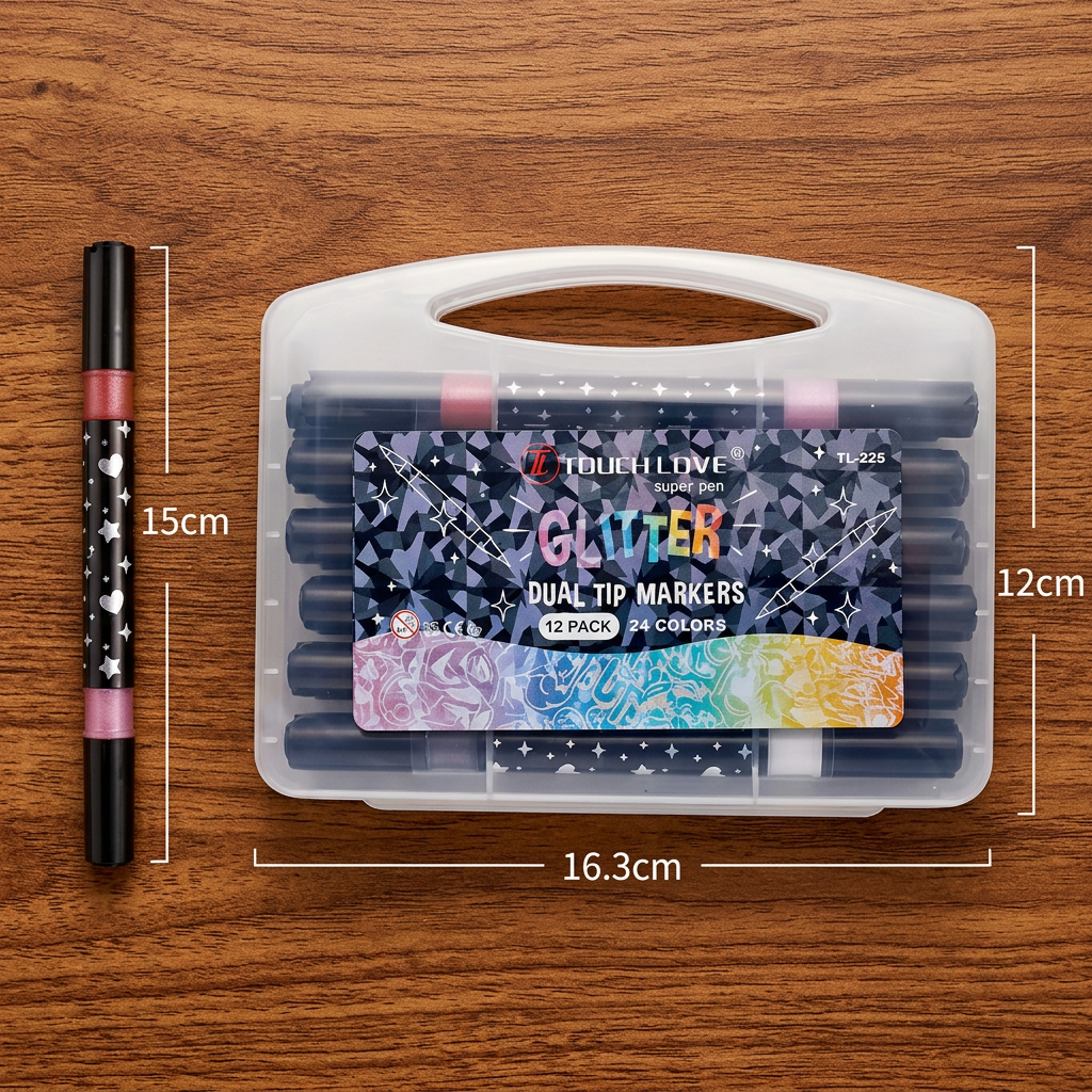 Glitzer-Acrylmarker-Set mit Doppelspitze