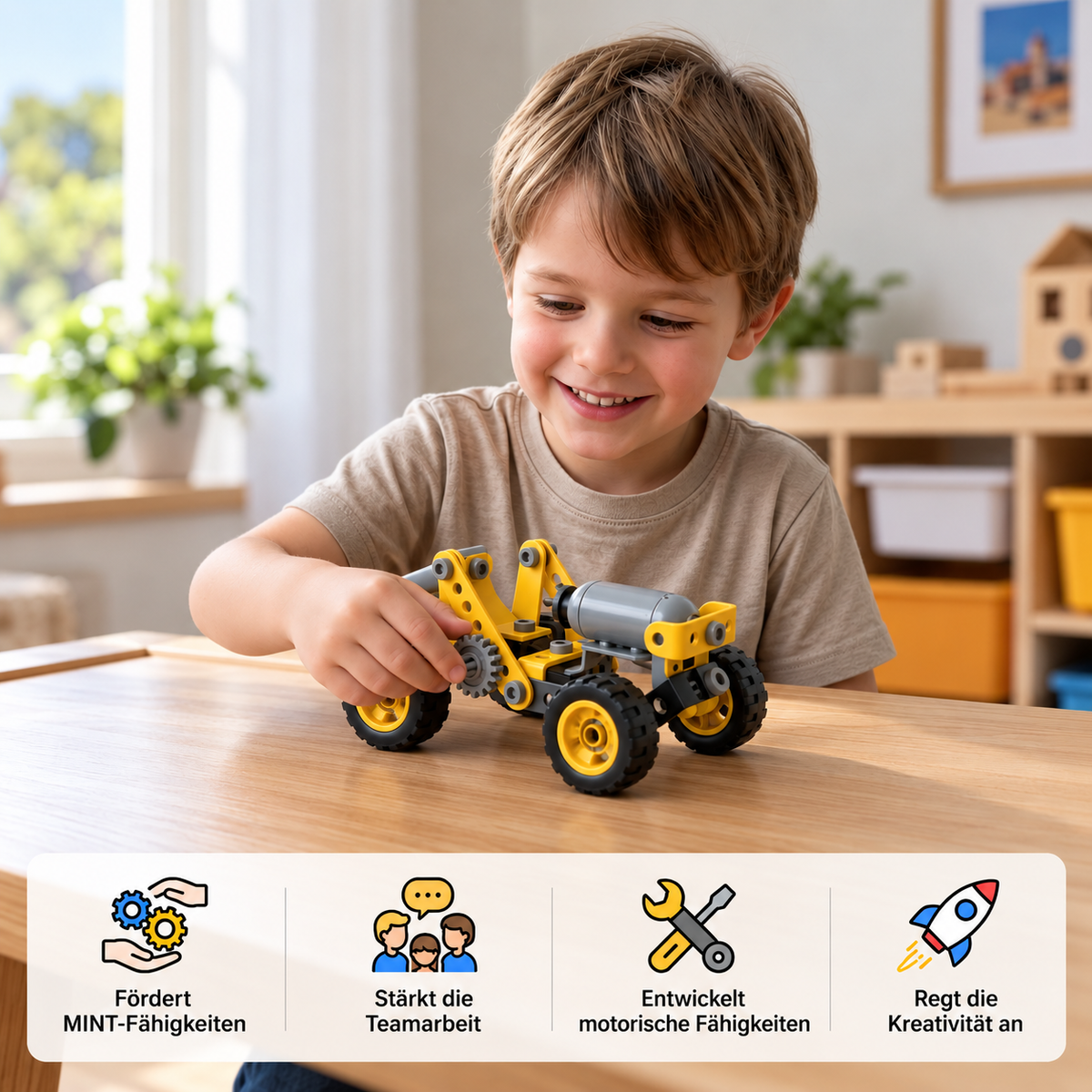 10-in-1 Kreatives elektrisches Baustellenfahrzeug-Bauset für Kinder