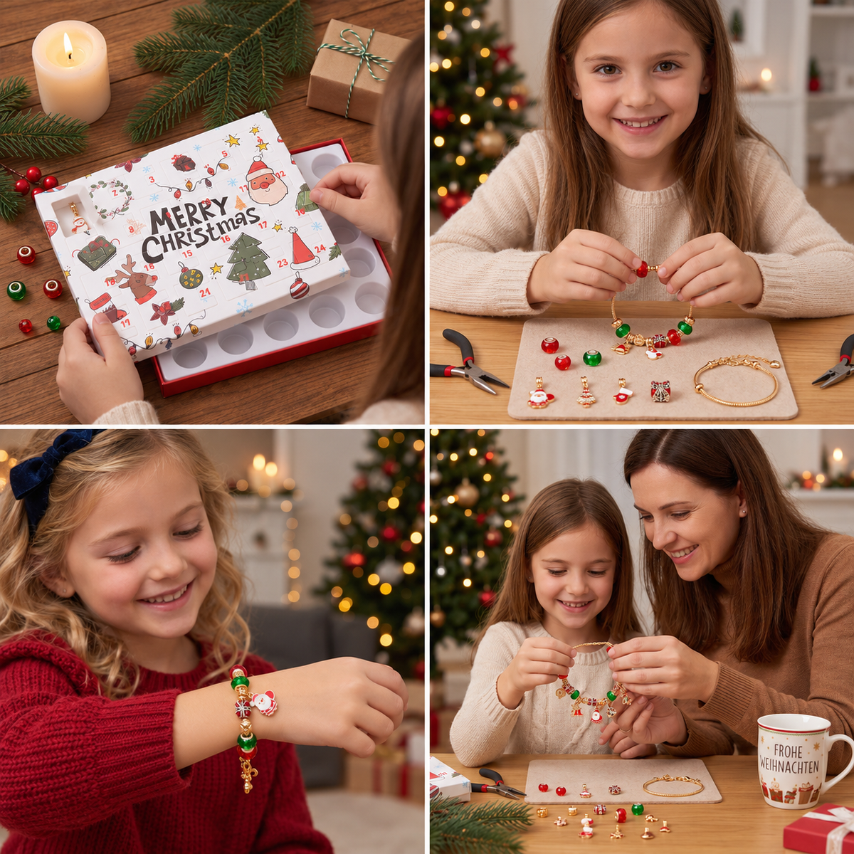 24-Tage-Weihnachtsarmband-Adventskalender – DIY-Schmuckset für Mädchen