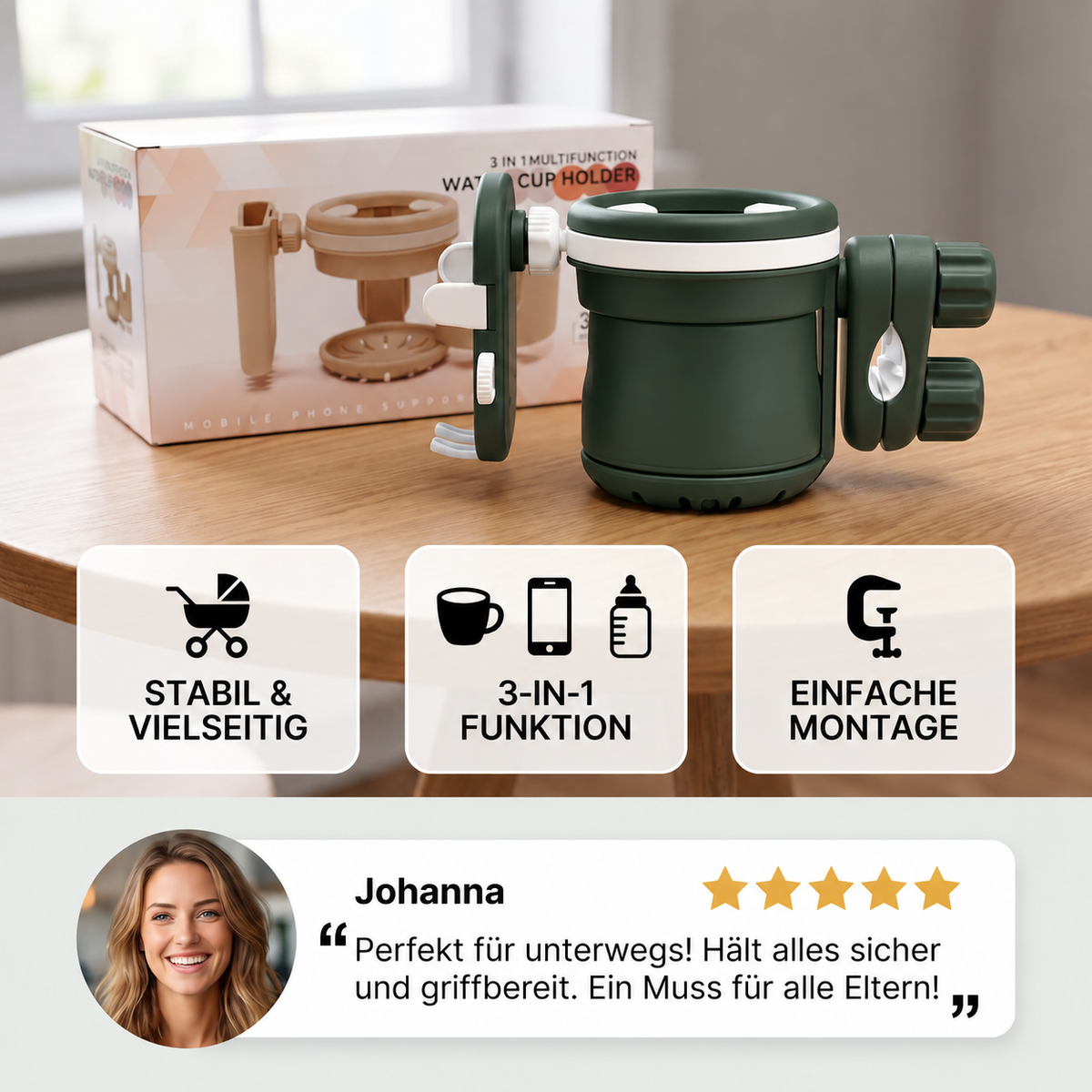 3-in-1 Kinderwagen-Getränke- & Handyhalter