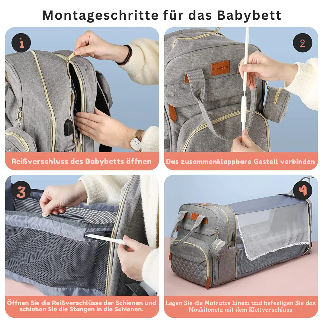 2 in 1 Baby Rucksack mit integriertem Wickelbett