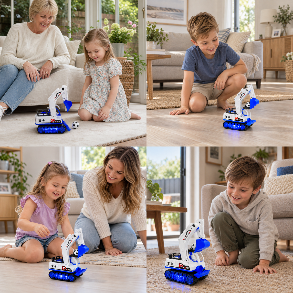 Musikalischer Bagger mit automatischer Fußball-Schaufel & LED-Lichtern