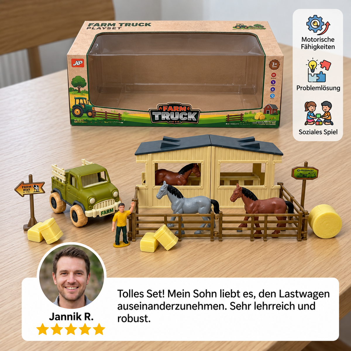 DIY zerlegbares Bauernhof-LKW- & Pferdestall-Spielset für Kinder