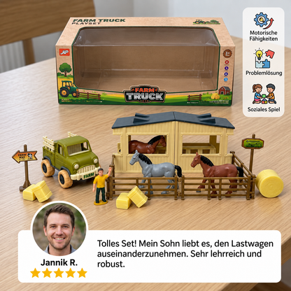 DIY zerlegbares Bauernhof-LKW- & Pferdestall-Spielset für Kinder