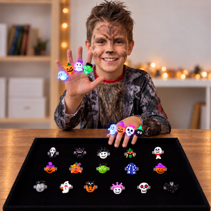 24er-Pack blinkende LED-Halloween-Ringe für Kinderpartys & Süßigkeitentüten