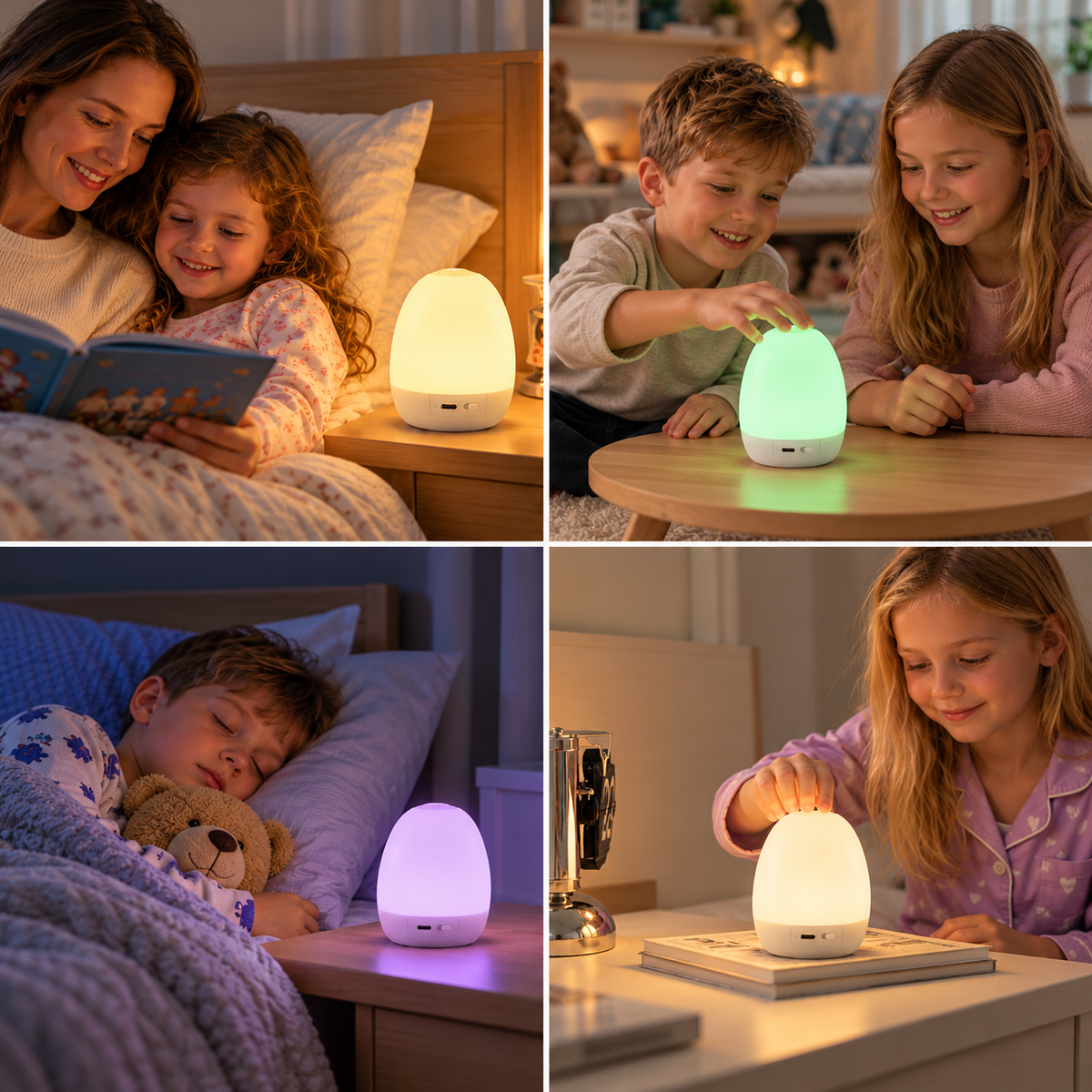 Ei-förmiges LED Nachtlicht aus Silikon – Touch-Dimmbar