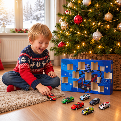 24-Tage-Rennauto-Adventskalender mit Überraschungs-Spielzeugautos
