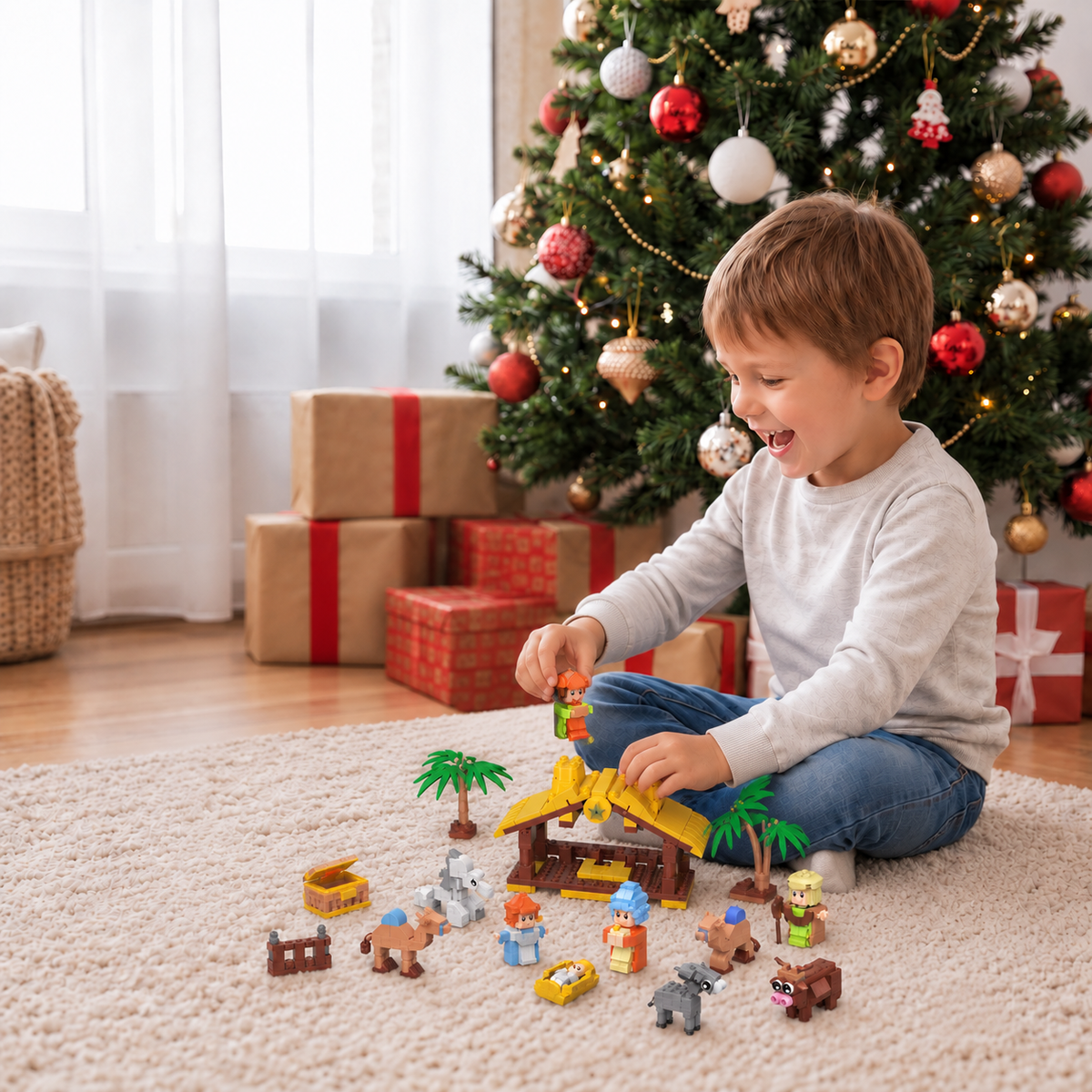 Weihnachtskrippen-Baustein-Adventskalender für Kinder