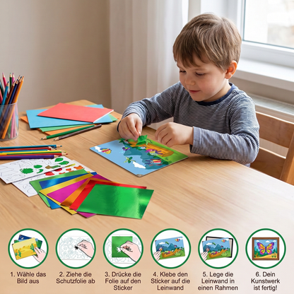 DIY-Folienkunst-Bastelset – Sauberes Tierbasteln für Kinder