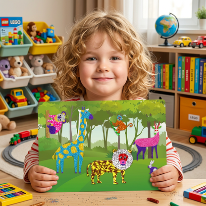 DIY-Folienkunst-Bastelset – Sauberes Tierbasteln für Kinder
