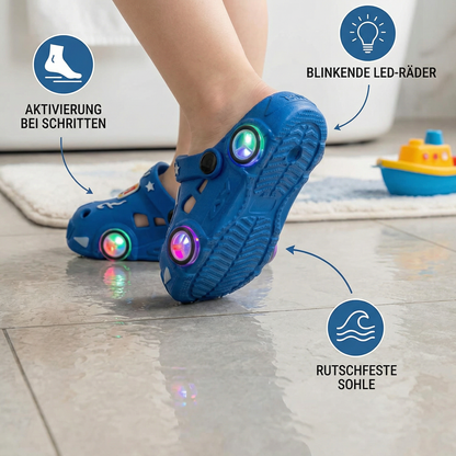 Leuchtende Auto-Kinderslipper – Badeschlappen mit rutschfester Sohle
