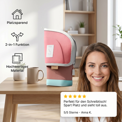 2-in-1 Pop-Up Federmäppchen mit Stiftehalter – Platzsparender Schreibtisch-Organizer