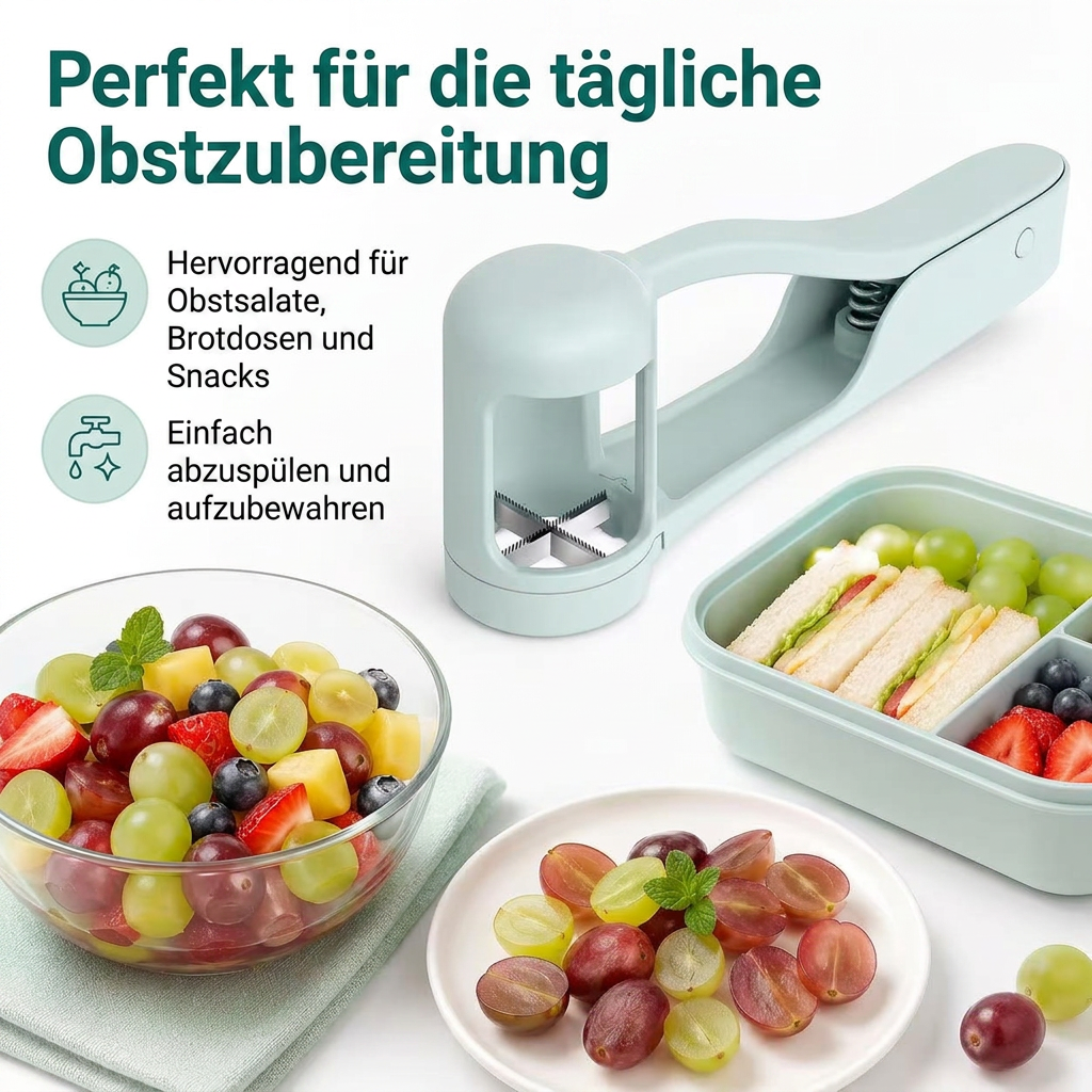 Edelstahl-Trauben- & Cherrytomaten-Schneider – Sicherer Einhand-Viertelschneider für Kleinkinder & Kinder